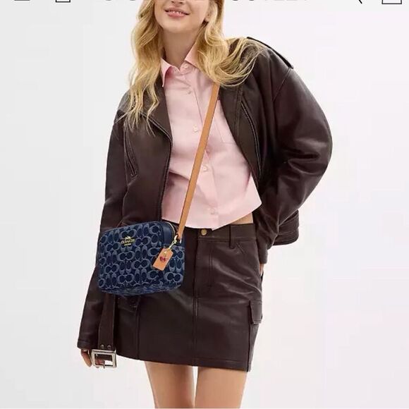 Coach Signature Denim Jamie Camera Crossbody Bag - Picture 2 of 5